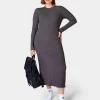 Sweaty Betty Ribbed Long Sleeve Midi Dress