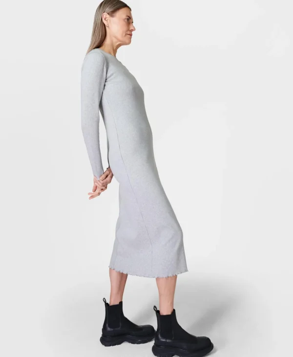 Sweaty Betty Ribbed Long Sleeve Midi Dress