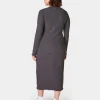 Sweaty Betty Ribbed Long Sleeve Midi Dress