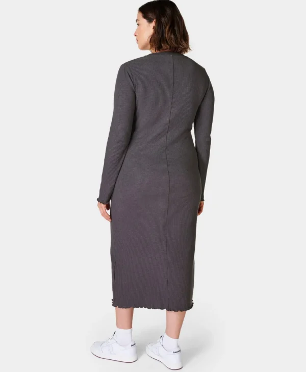 Sweaty Betty Ribbed Long Sleeve Midi Dress